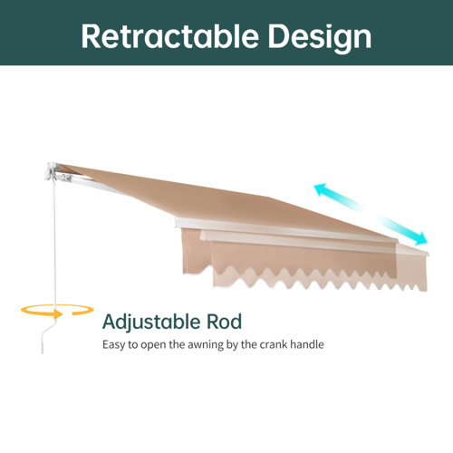 FDW Manual Retraction Slope Patio Awning in Tan Wayfair
